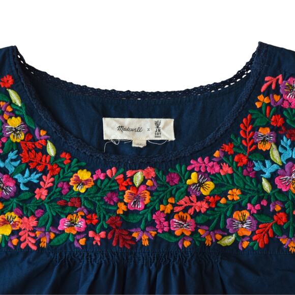 Madewell x JM Dry Goods La Novia Blue Embroidered Dress Womens Size XS - Picture 3 of 5